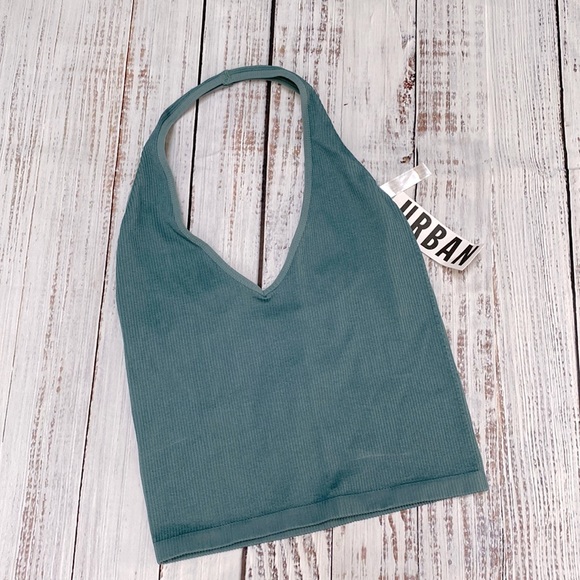 Urban Outfitters Tops - Urban Halter Slate Teal Ribbed Tank - Large